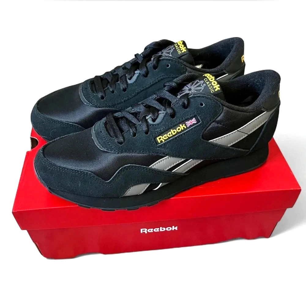 Reebok Classic (Retro) Nylon Unisex Running Shoe Black/Grey/Yellow M10.5 W12