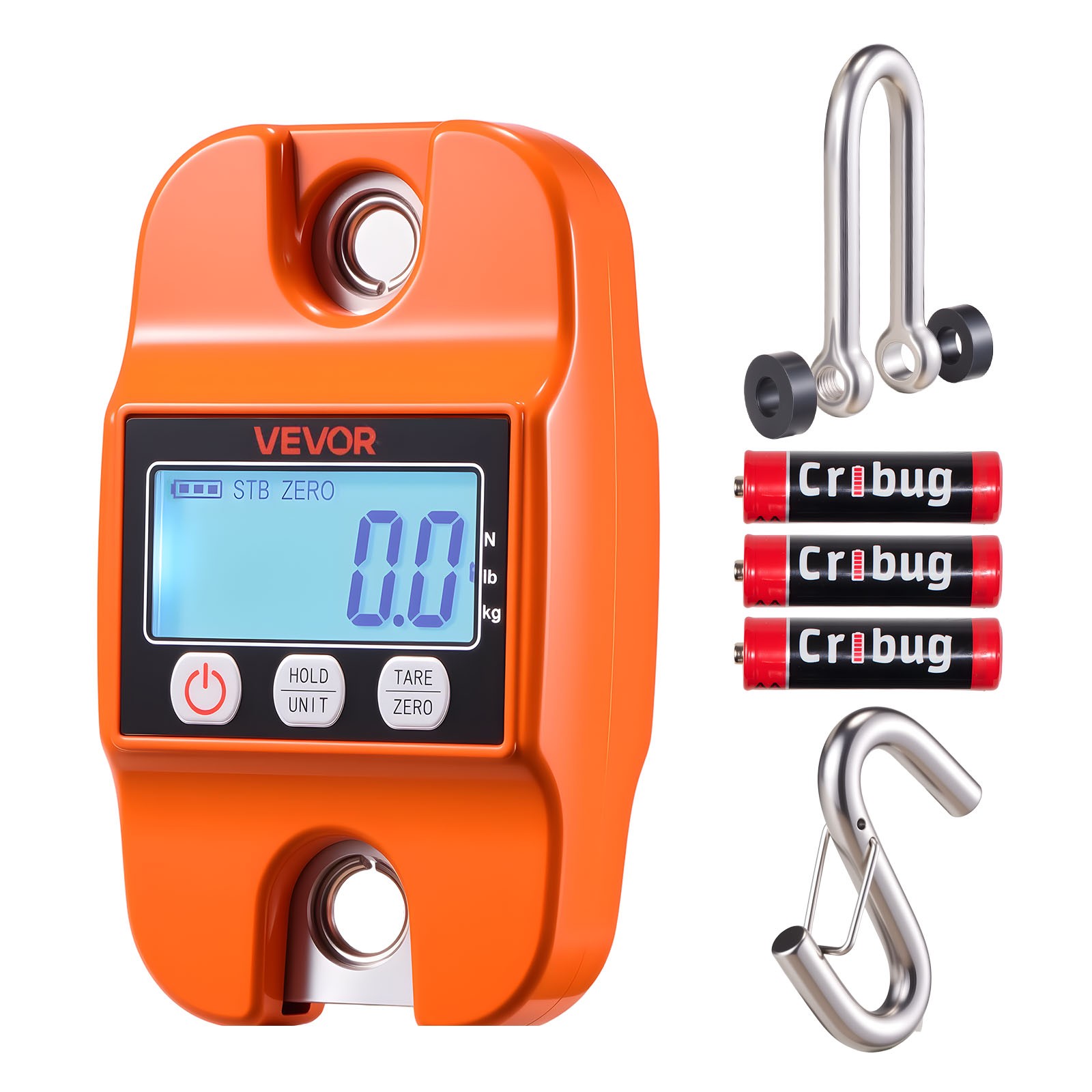 VEVOR Digital Crane Scale 880 lbs/400 kg Handheld Hanging Scale Orange