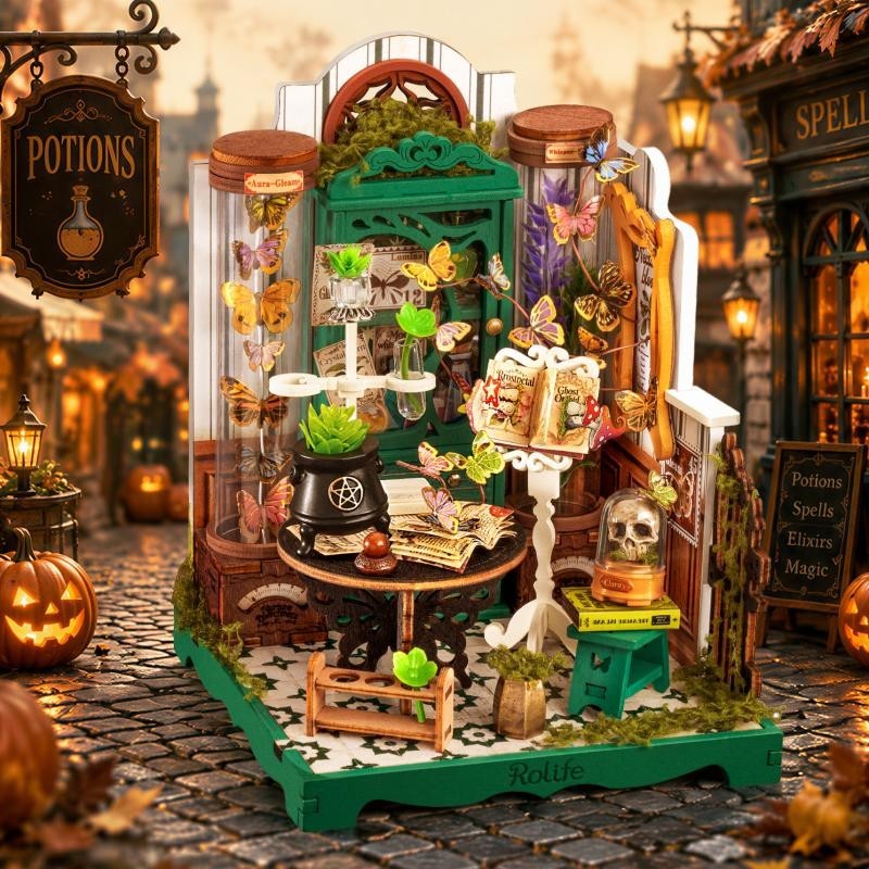 Rolife Potions Workshop DIY Miniature House 3D Wooden Puzzle Toy Halloween Gift