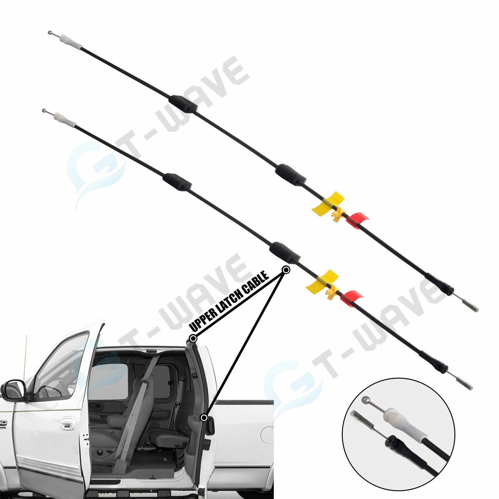 Rear Door Upper Side Door Latch Release Cable for Ford 97-04 F150 F250 (2 PCS)