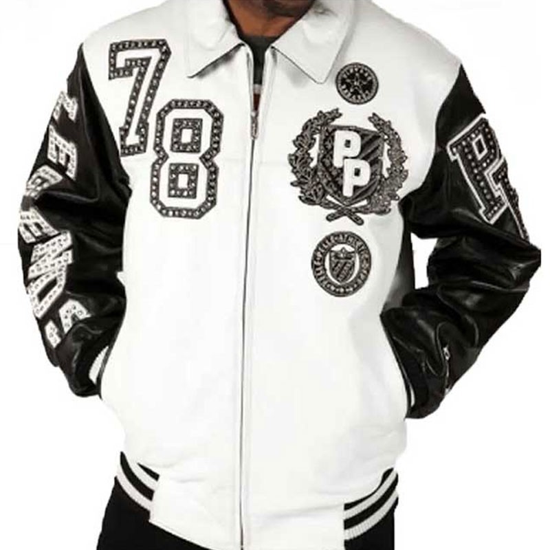 Men Pelle 1978 Vintage White and Black Leather Jacket