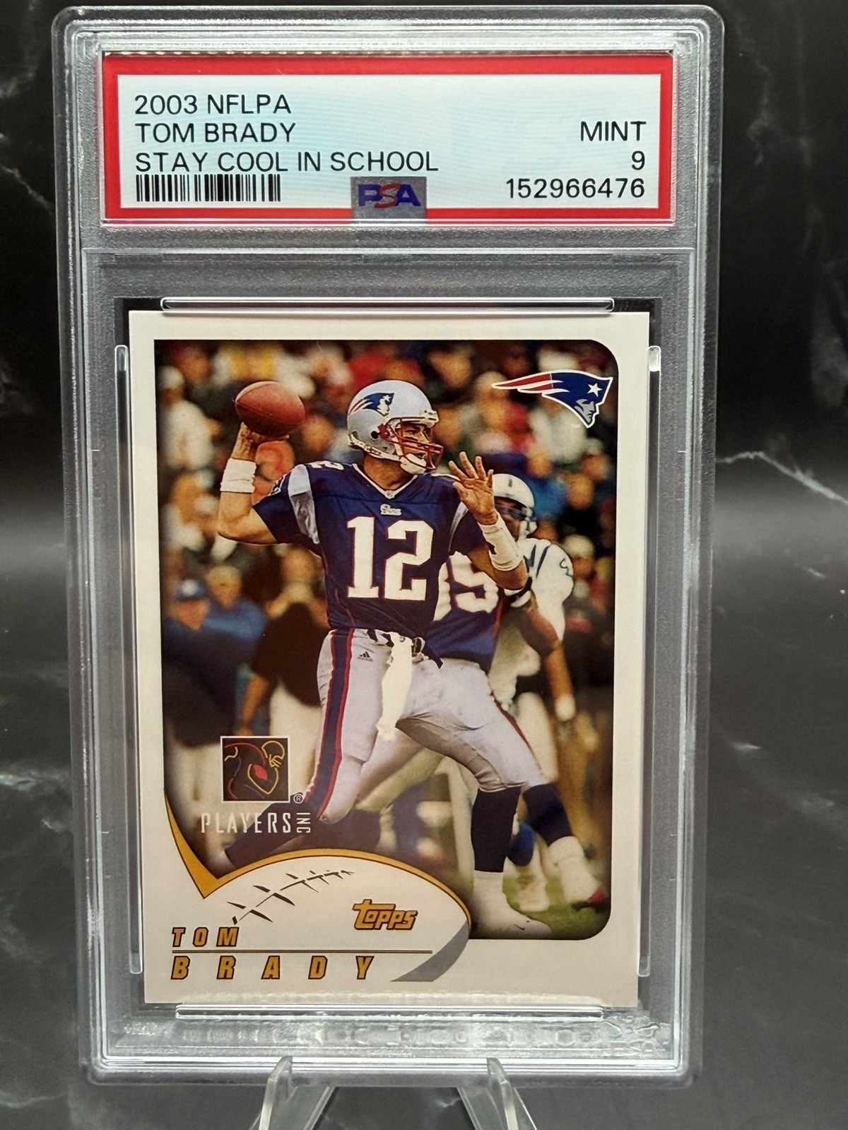 2003 NFLPA Tom Brady Stay Cool In School PSA 9 New England Patriots 