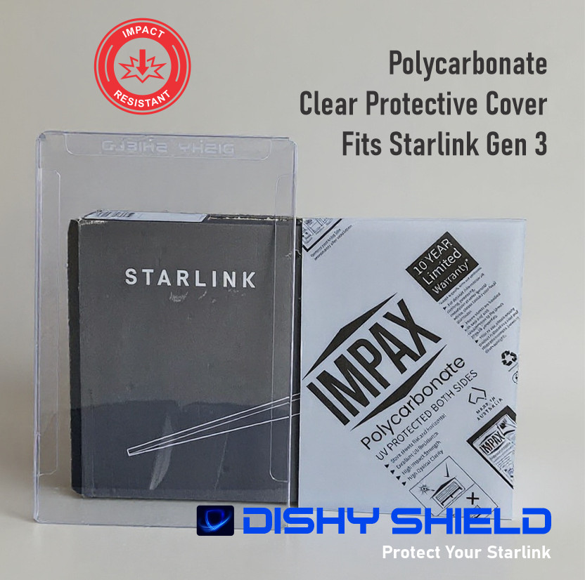Starlink Standard (4/4X/Gen 3) Clear Polycarbonate Protective Cover & Hail Guard