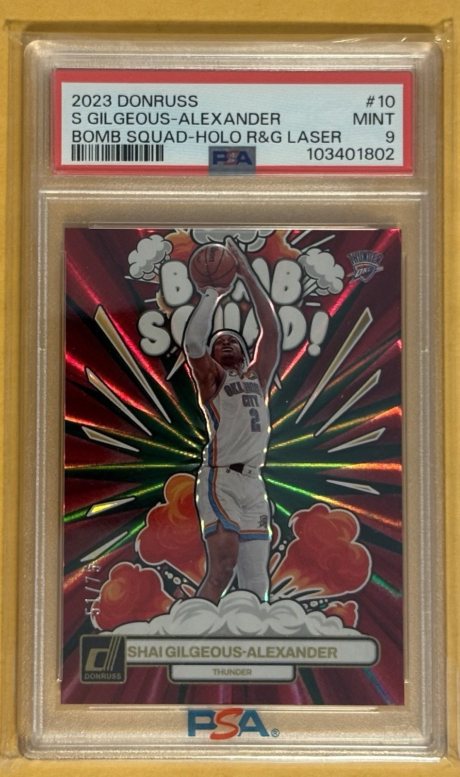 2023/24 Donruss Bomb Squad Shai Gilgeous-Alexander #10 ( PSA 9 ) Holo Laser /75 2023/24 Donruss Bomb Squad Shai Gilgeous-Alexander #10 ( PSA 9 ) Holo Laser /75