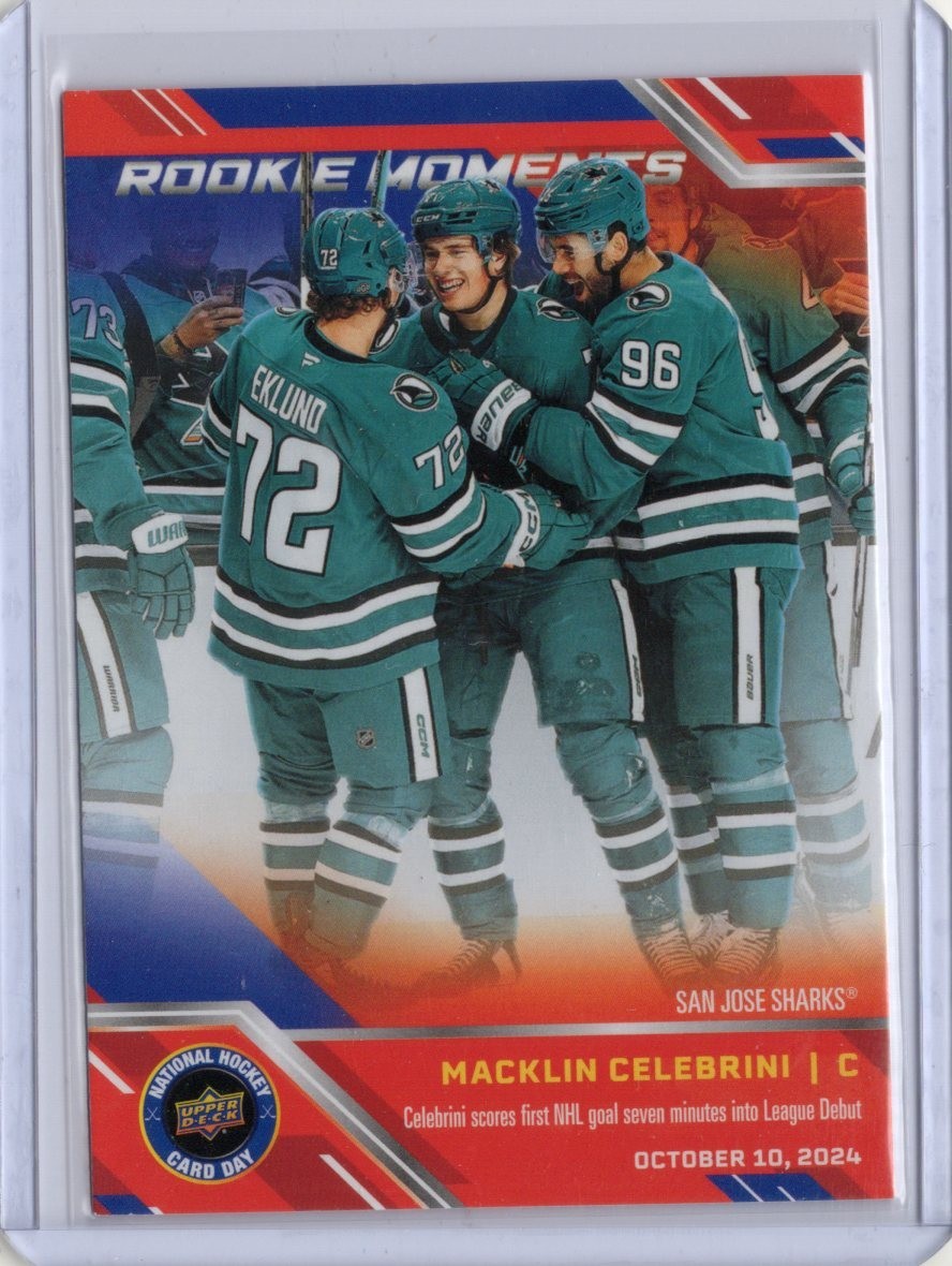 2025 UD NHCD Macklin Celebrini Rookie Moments Fire Sale