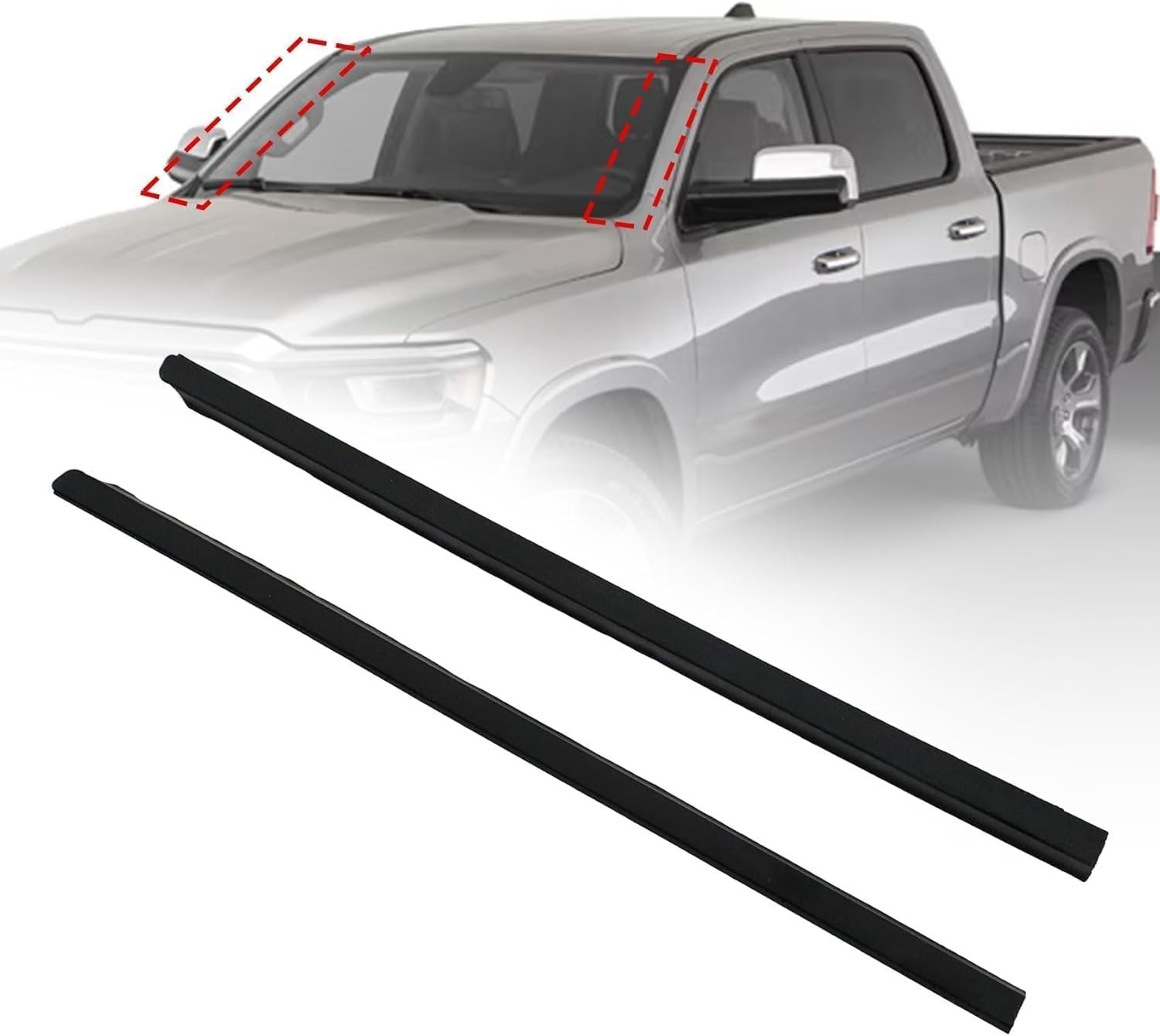 Front Right & Left Side Windshield Molding Compatible with Dodge Ram 1500 2009 