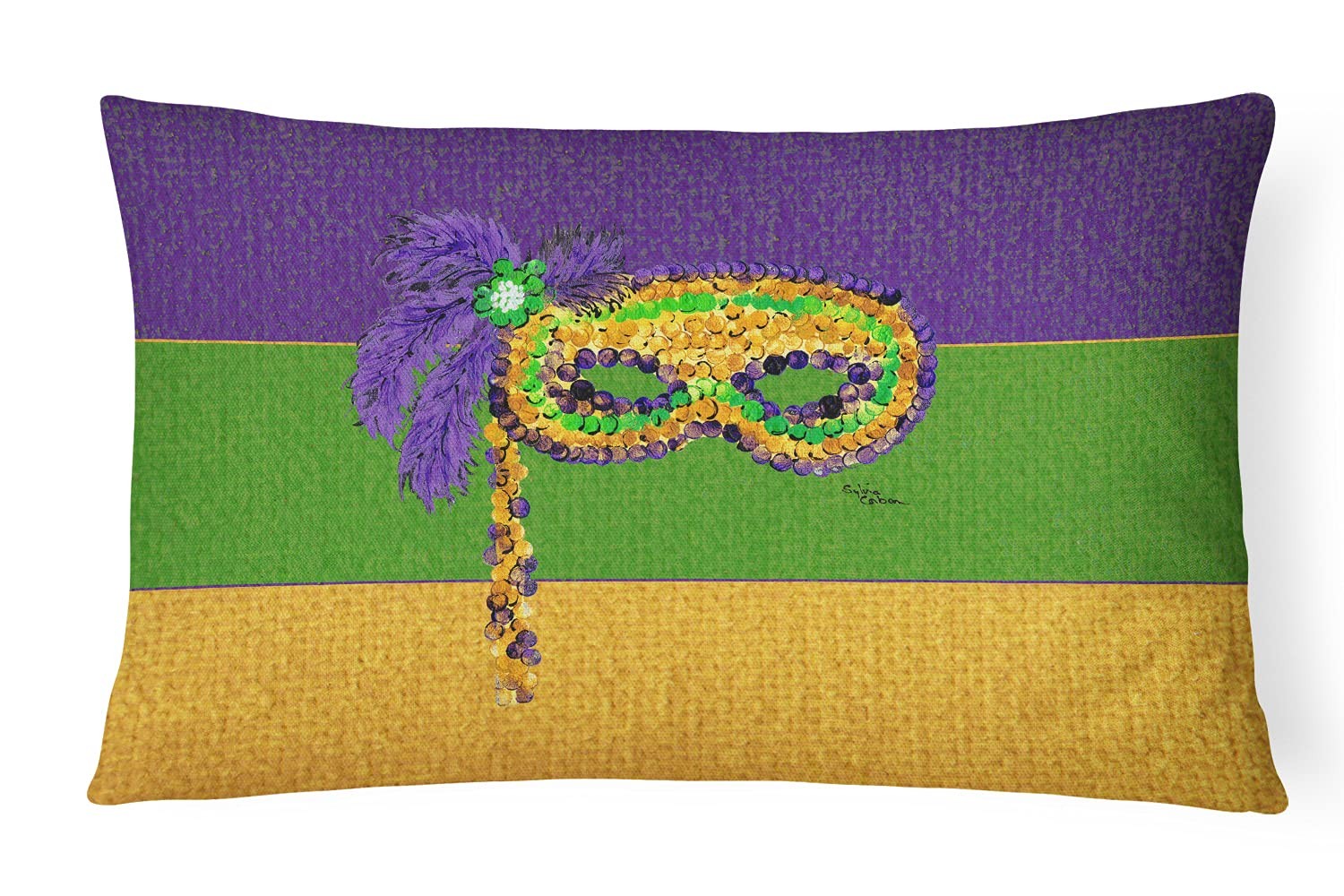 Caroline\'s Treasures 8384PW1216 Mardi Gras Canvas Pillow 12HX16W Indoor Outdoor