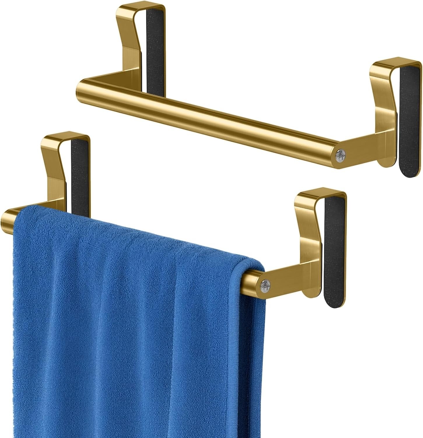 STWWO Gold 2 Pack Over Cabinet Door Towel Holder Kitchen