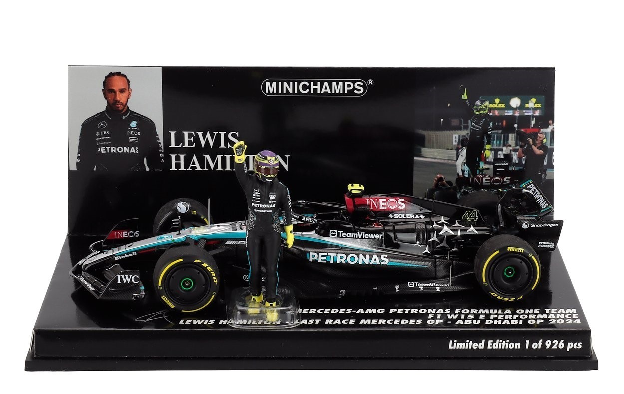 Lewis Hamilton Mercedes Last Race Abu Dhabi 2024 1/43 Minichamps