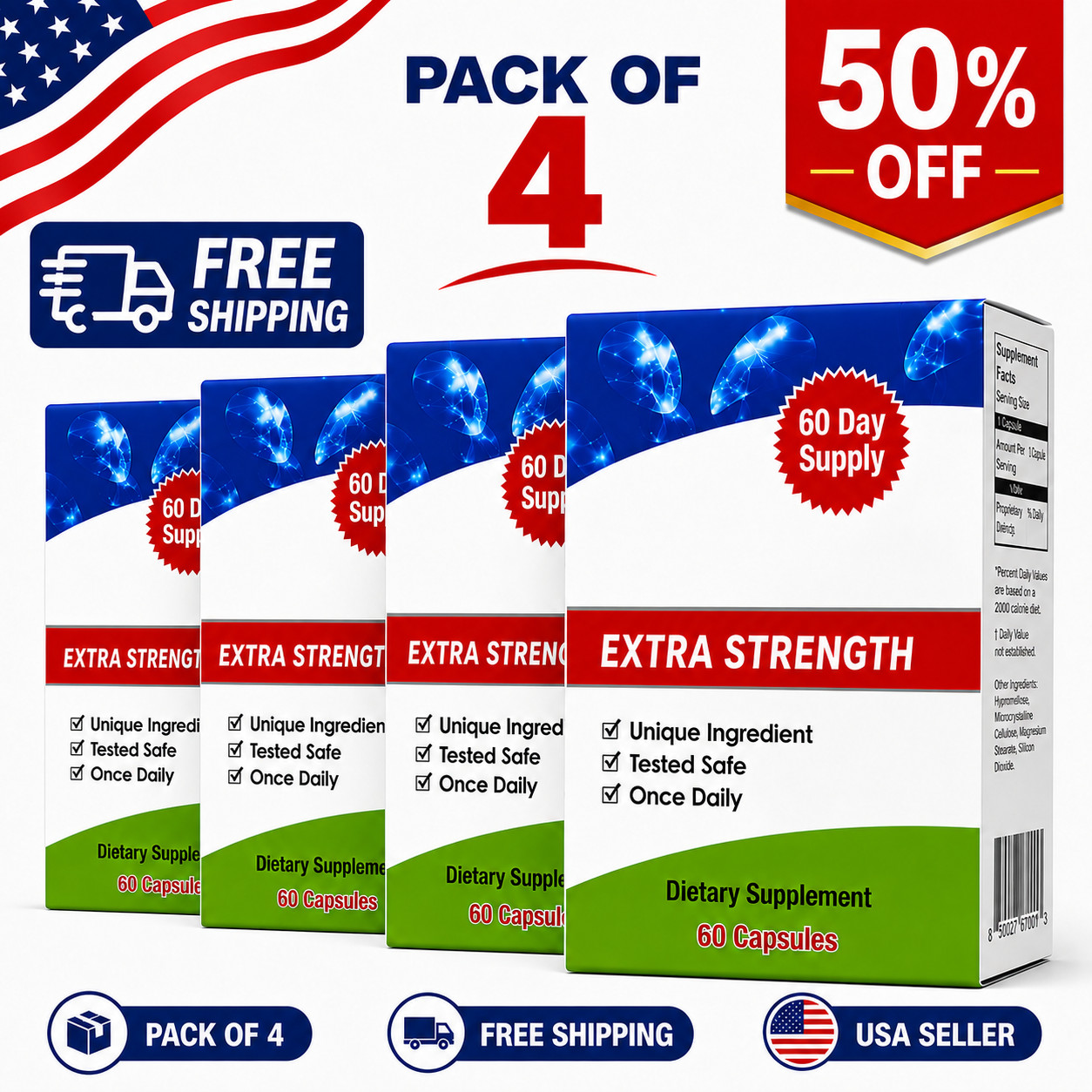 4Pack Capsules – 240 Count – 20mg – New –  – Ships From USA NY