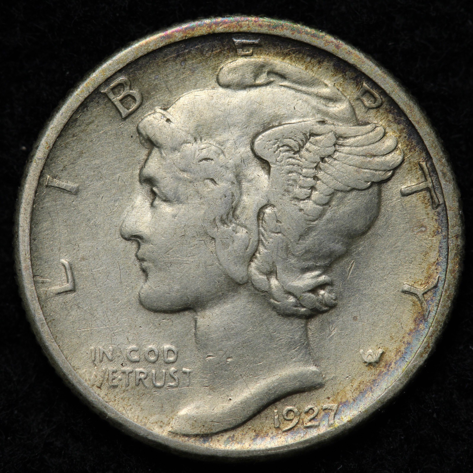 1927-D Mercury Silver Dime AU E214 RKBX