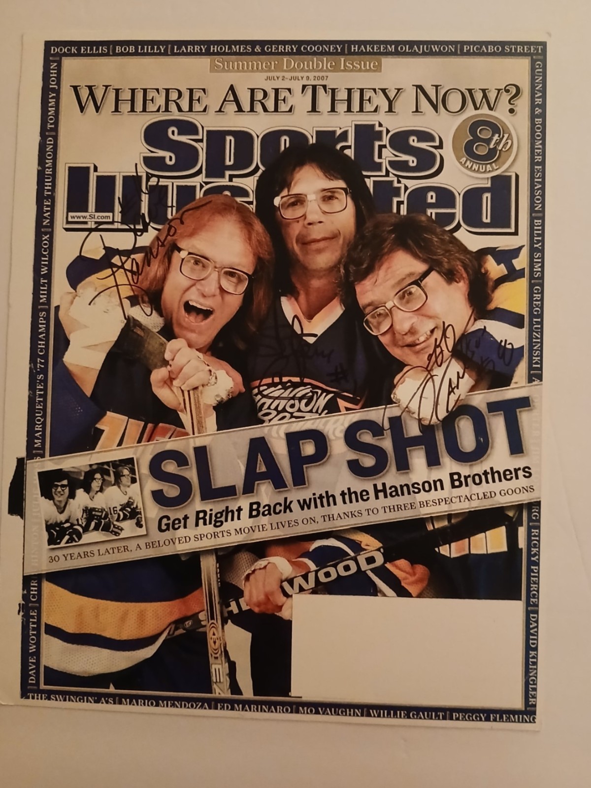 Hanson Brothers Autographed Slap Shot Sports Illustrated Cover