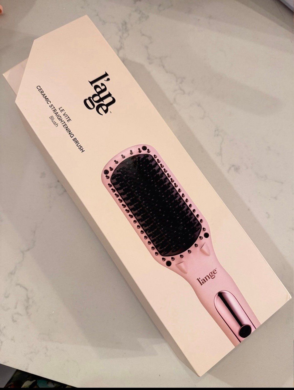 L\'ANGE™ br br La Vite Ceramic HAIRBRUSH STRAIGHTENER BLUSH • ROSE NEW NIB