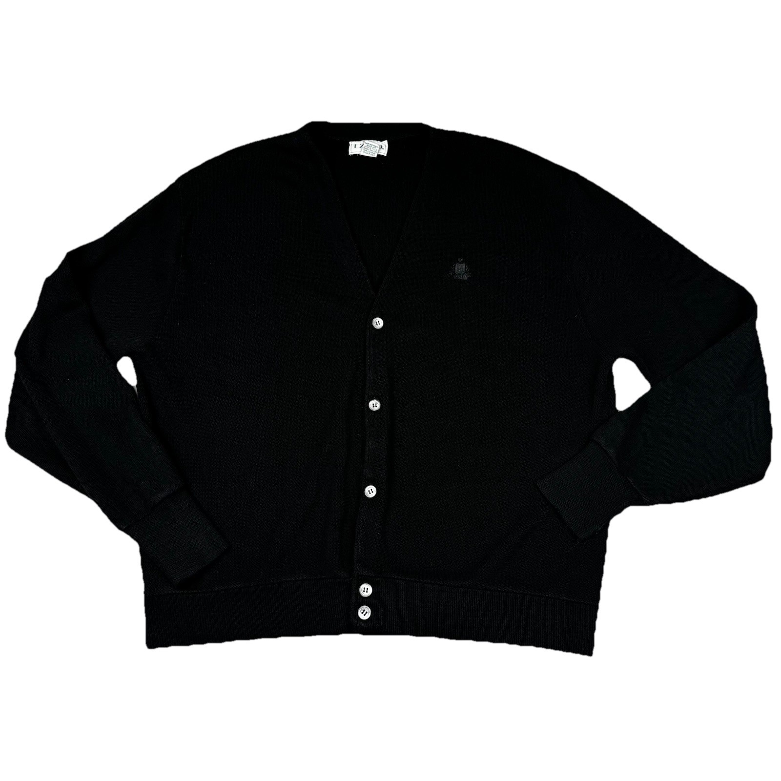 Vintage IZOD Cardigan Sweater Mens XL 90s Acrylic Black Long Sleeve Button USA