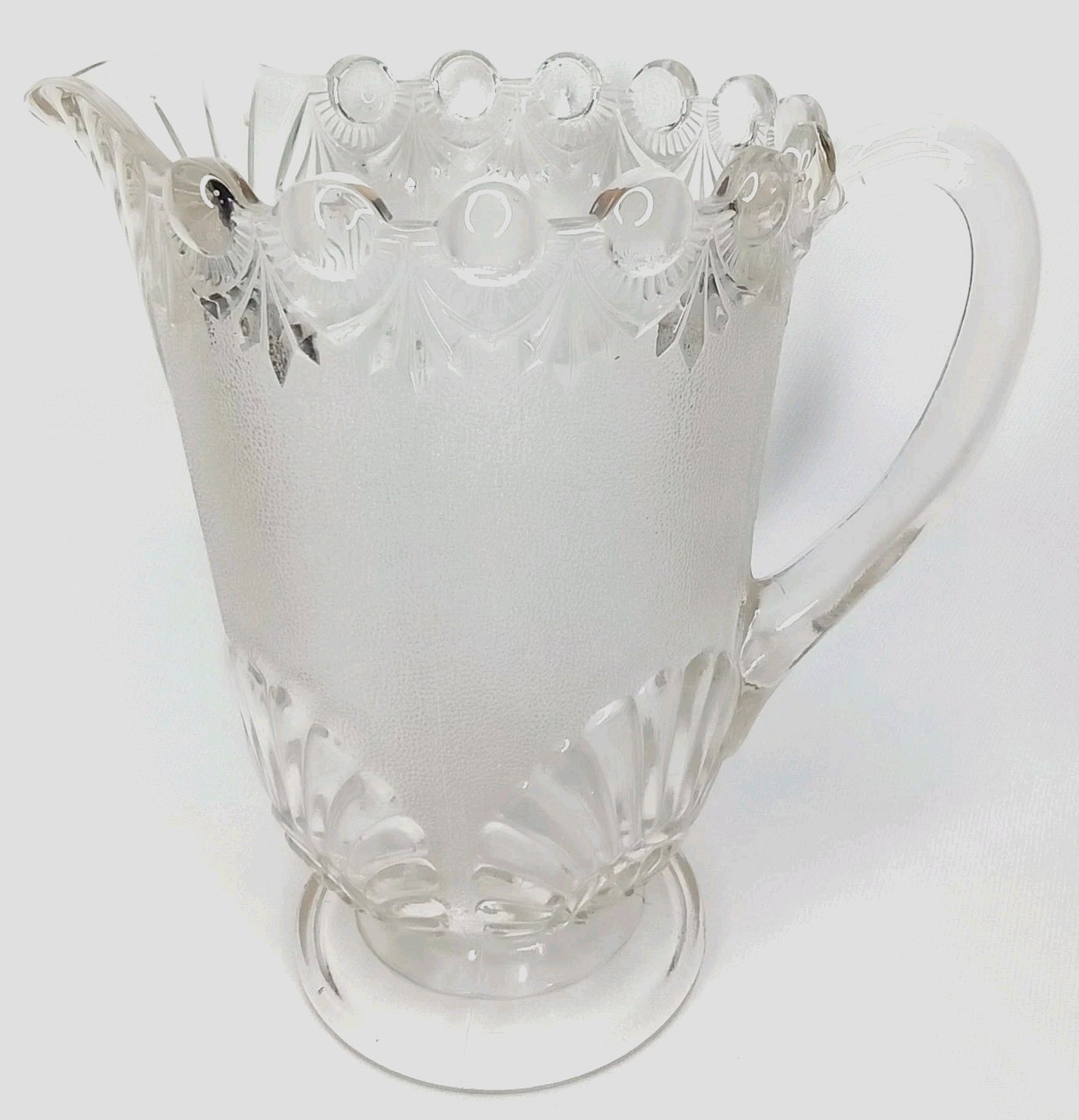 Antique 1890s EAPG Westmoreland Glass Victor Shell And Jewel Clear Pitcher