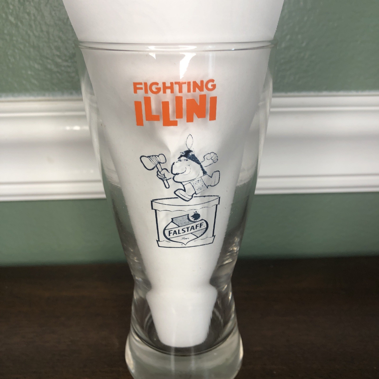 Vintage Falstaff Beer FIGHTING ILLINI Glass