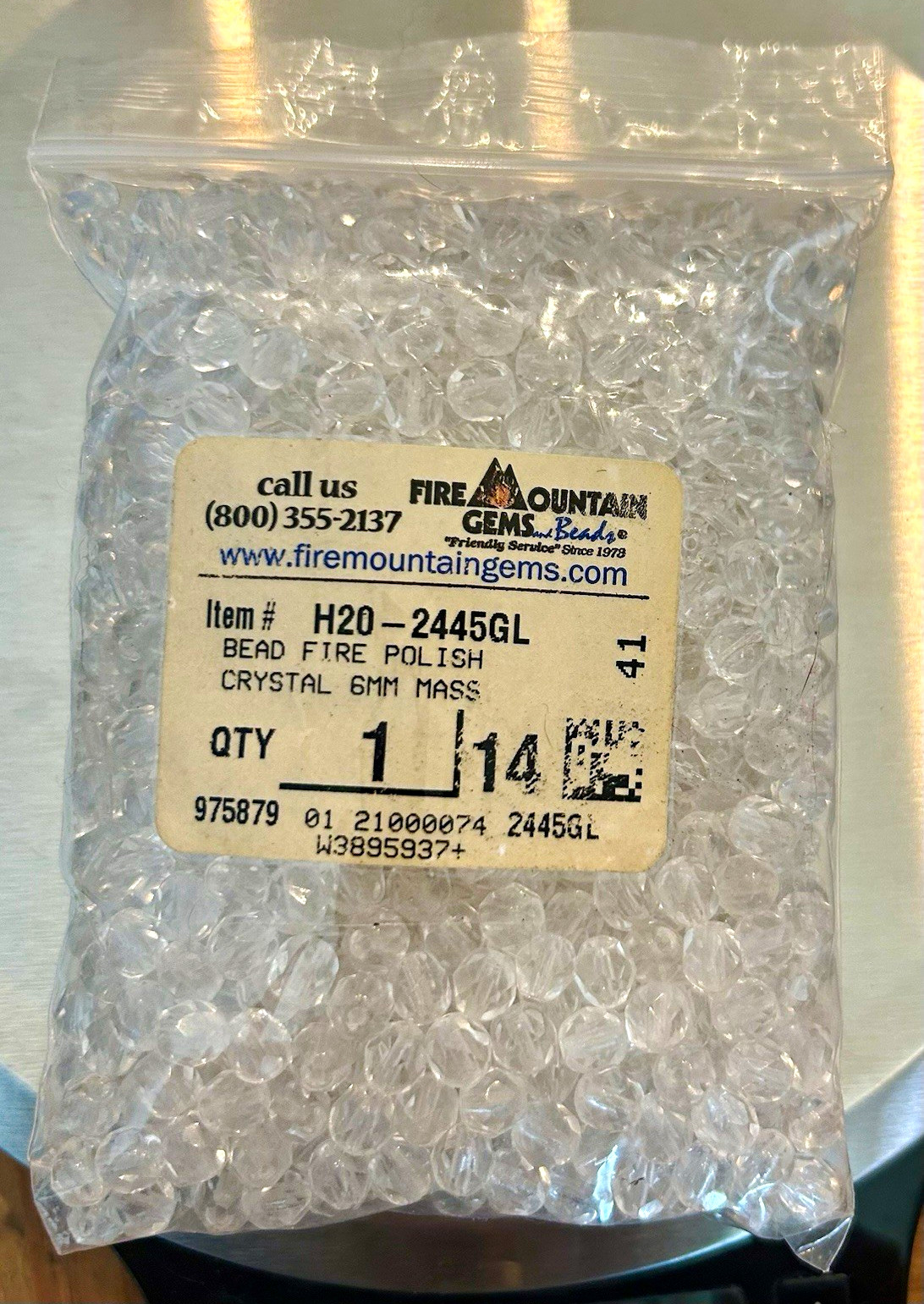 Fire Mountain Czech Fire Polished Glass Beads 6mm Crystal Clear 8.1 Oz Bulk
