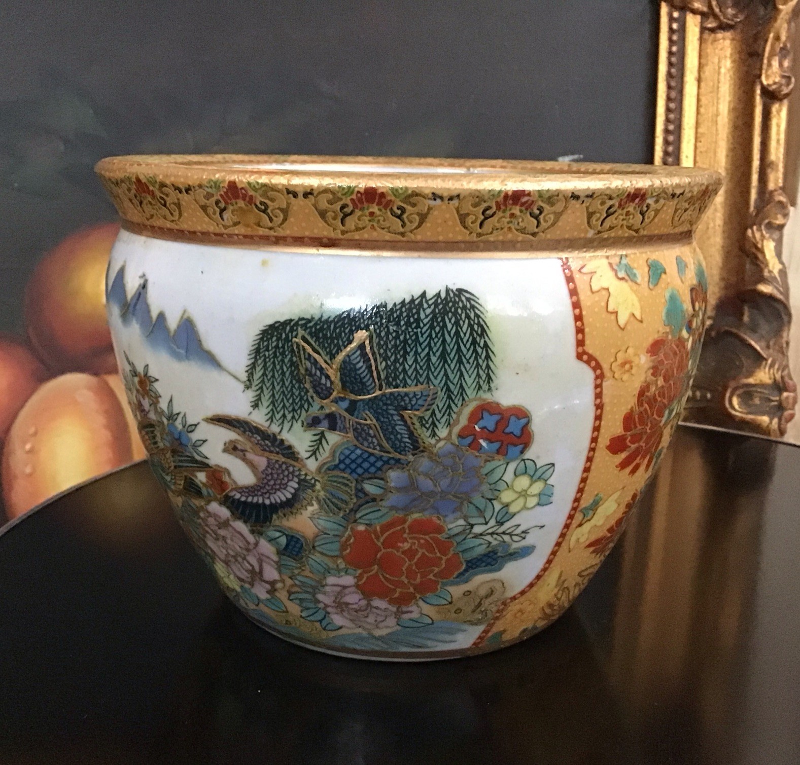 Vintage Satsuma Ceramic Hand Decorated Floral Birds Flower Pot Planter 4.5” Tall Vintage Satsuma Ceramic Hand Decorated Floral Birds Flower Pot Planter 4.5” Tall