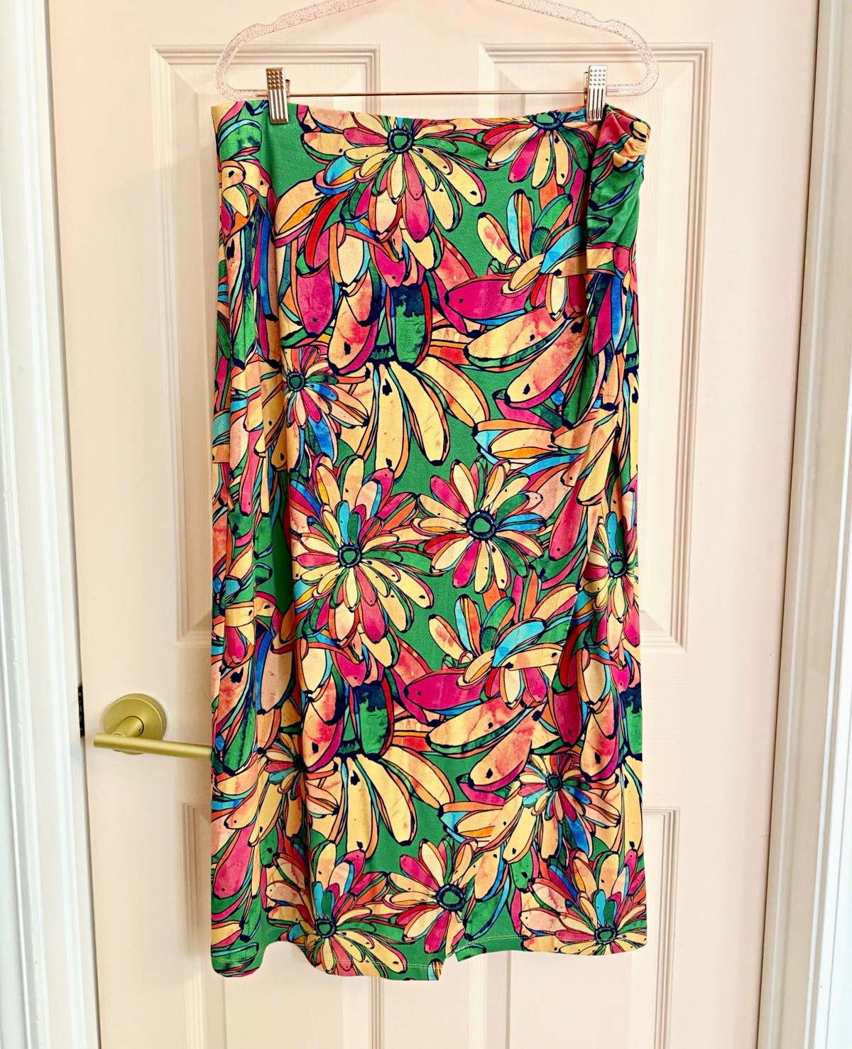 Farm Rio Women’s Multicolor Floral Midi Skirt Pull On Elastic XL