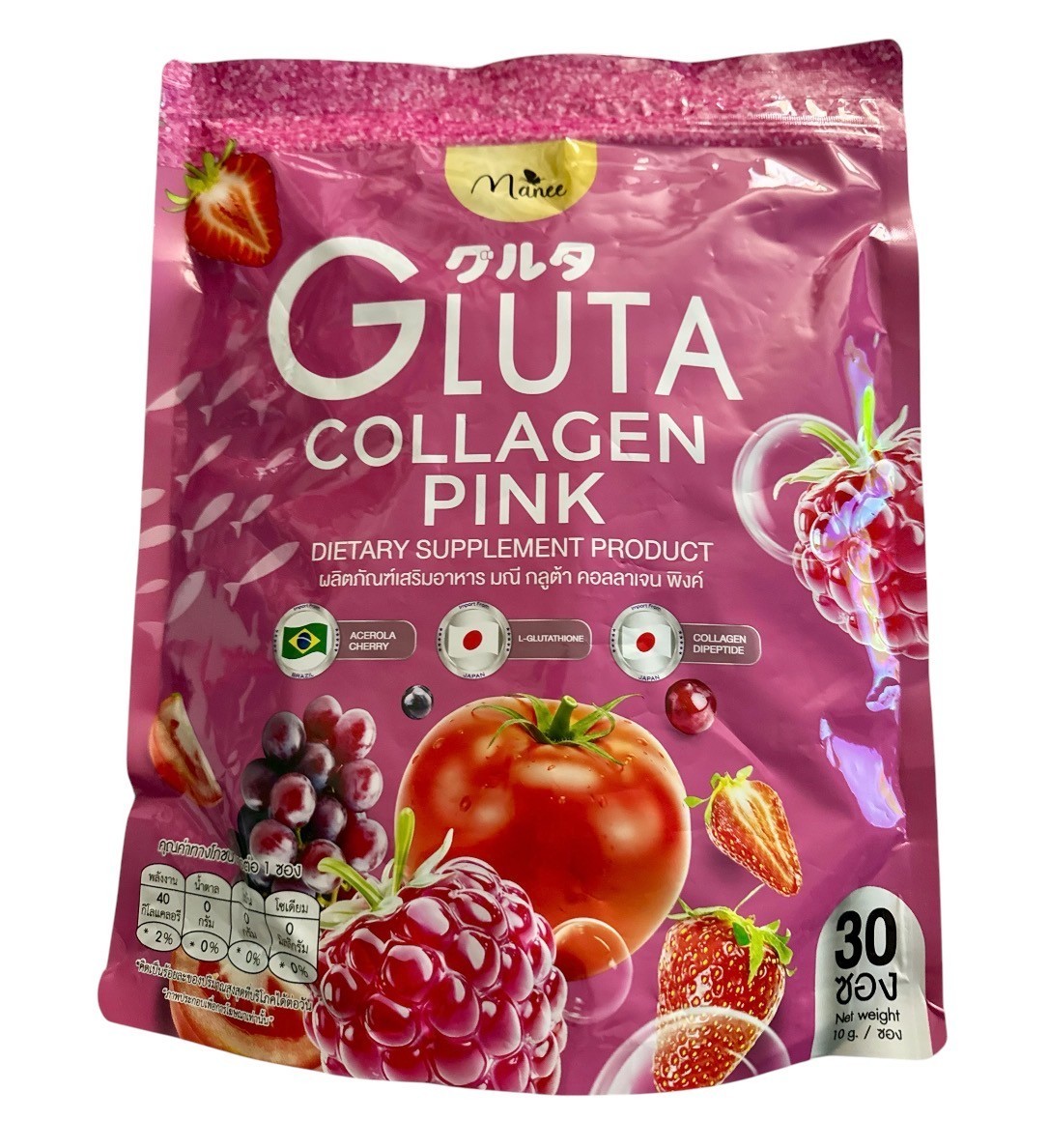 Manee Gluta Collagen Plus Mixed Berry Extract for Skin Bright Healthy 30 Sachet Manee Gluta Collagen Plus Mixed Berry Extract for Skin Bright Healthy 30 Sachet