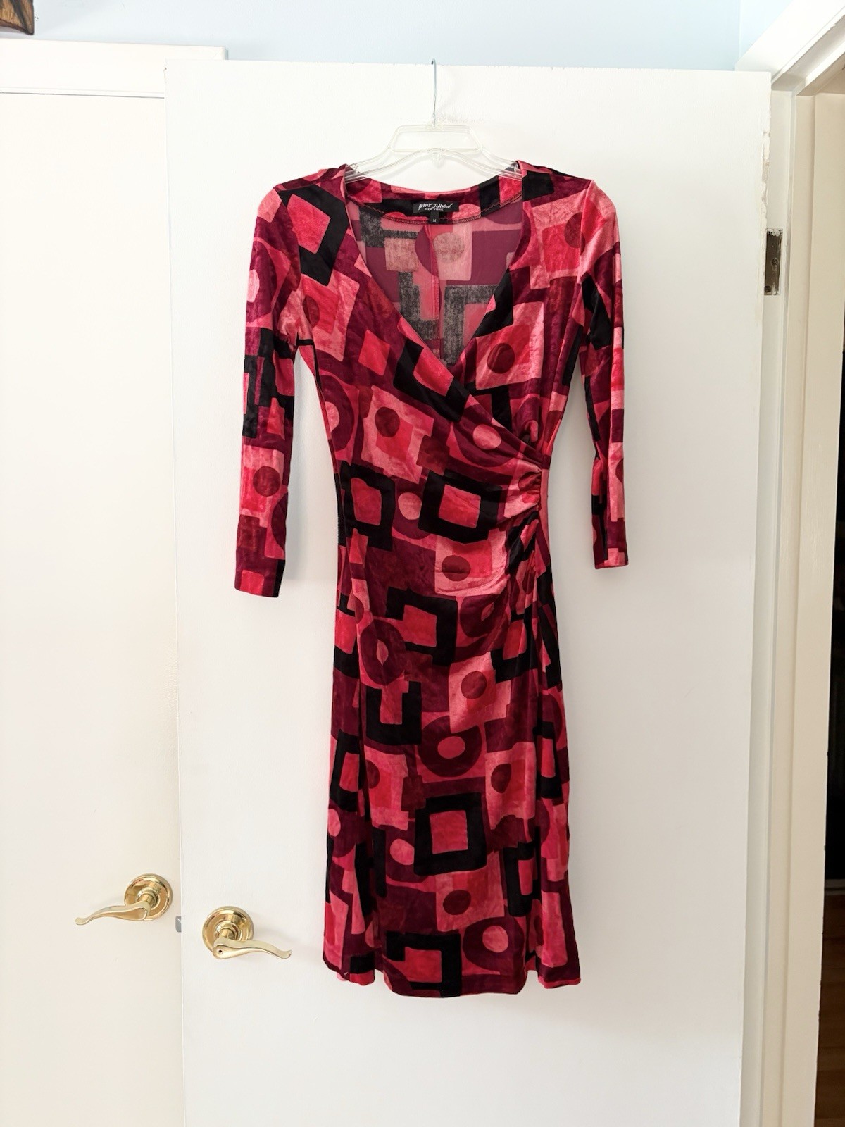 Vintage Betsey Johnson geometric velvet 3/4 sleeve dress medium Vintage Betsey Johnson geometric velvet 3/4 sleeve dress medium