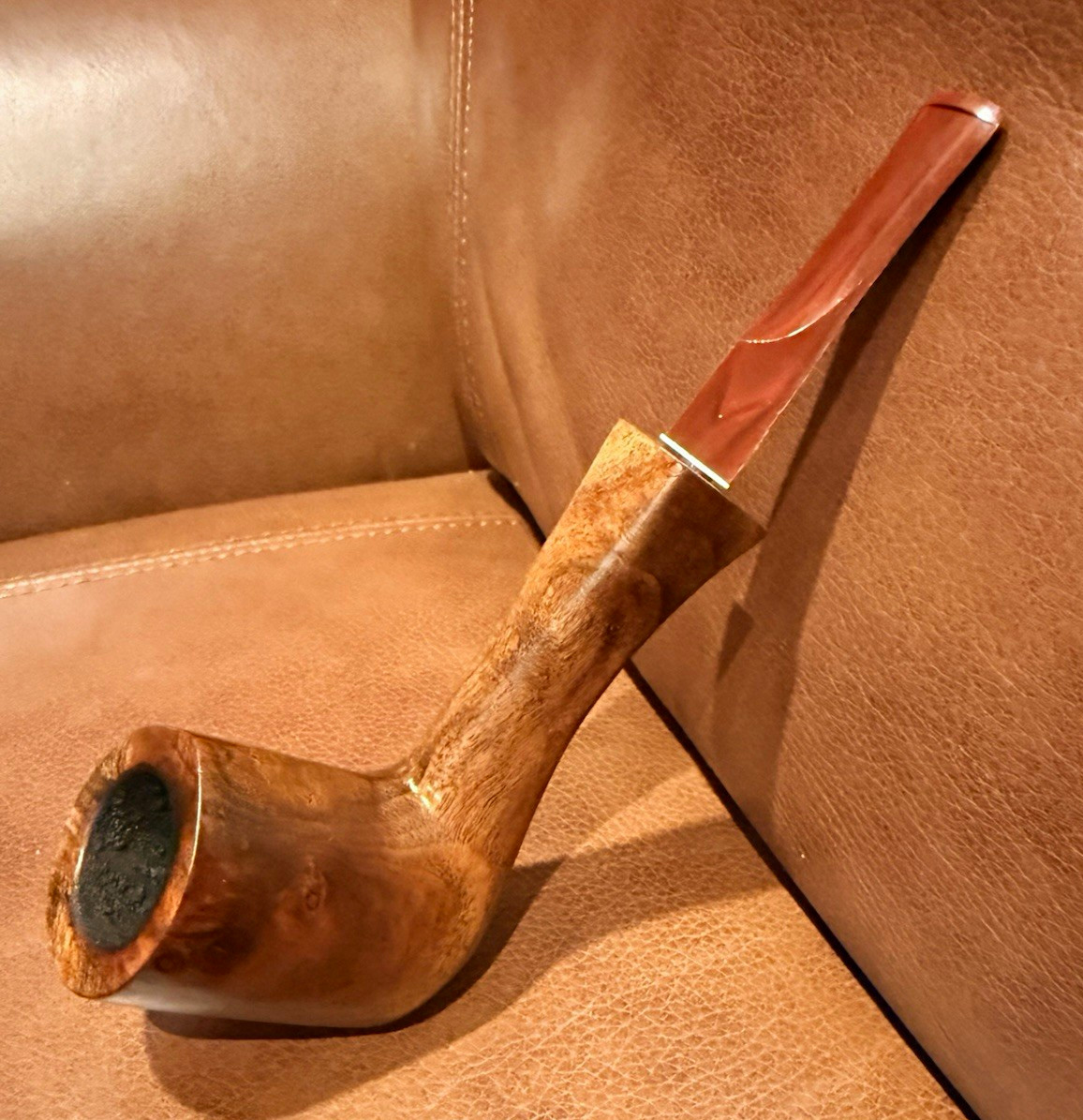 Vintage Estate Artisan Freehand Semi-Churchwarden Pipe Exotic Long Stem