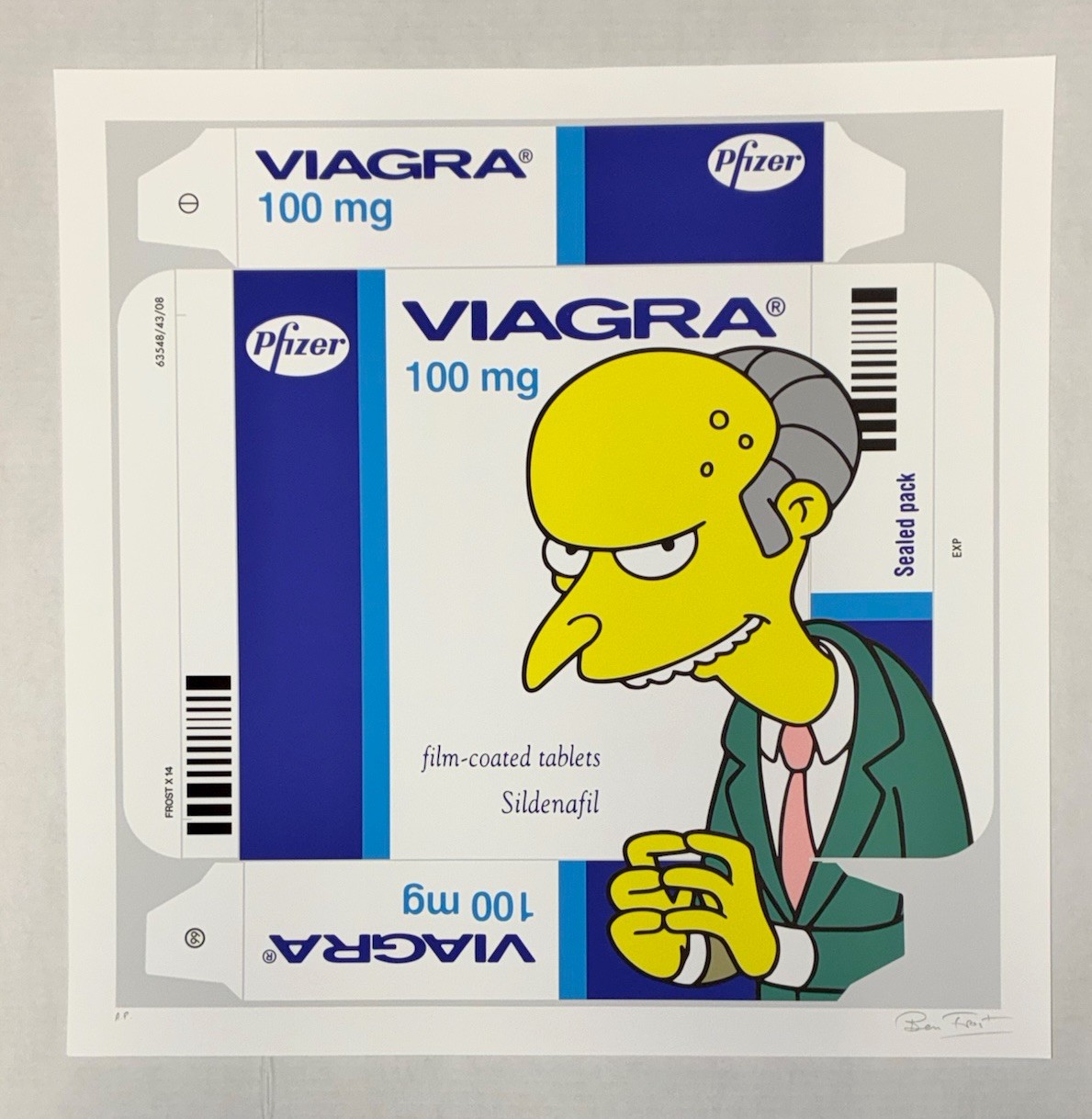 RARE BEN FROST SIGNED “MR. BURNS” AP PRINT 24x24 EDITION OF 50
