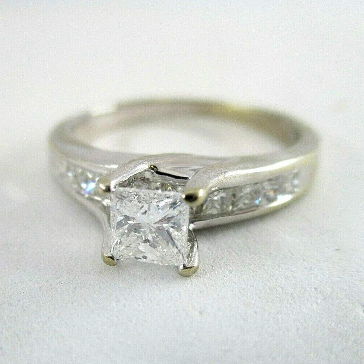 1.80ct Princess Cut Lab Created Diamond Solitaire Ring 14k White Gold Plated