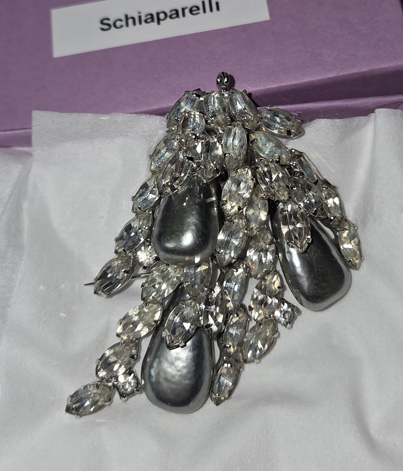 Vintage Signed  Elsa Schiaparelli Art Glass  Brooch