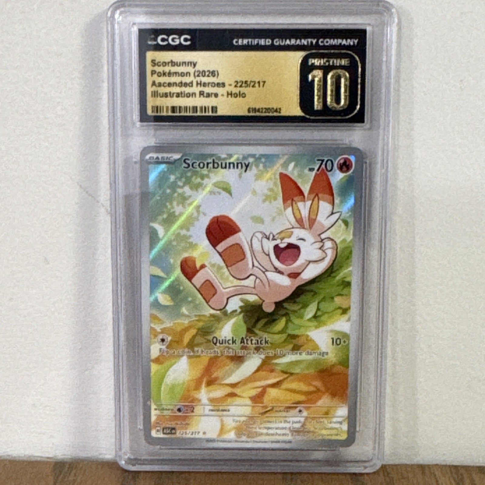 CGC Pristine 10 Scorbunny 225/217 Ascended Heroes Holo Illustration Rare