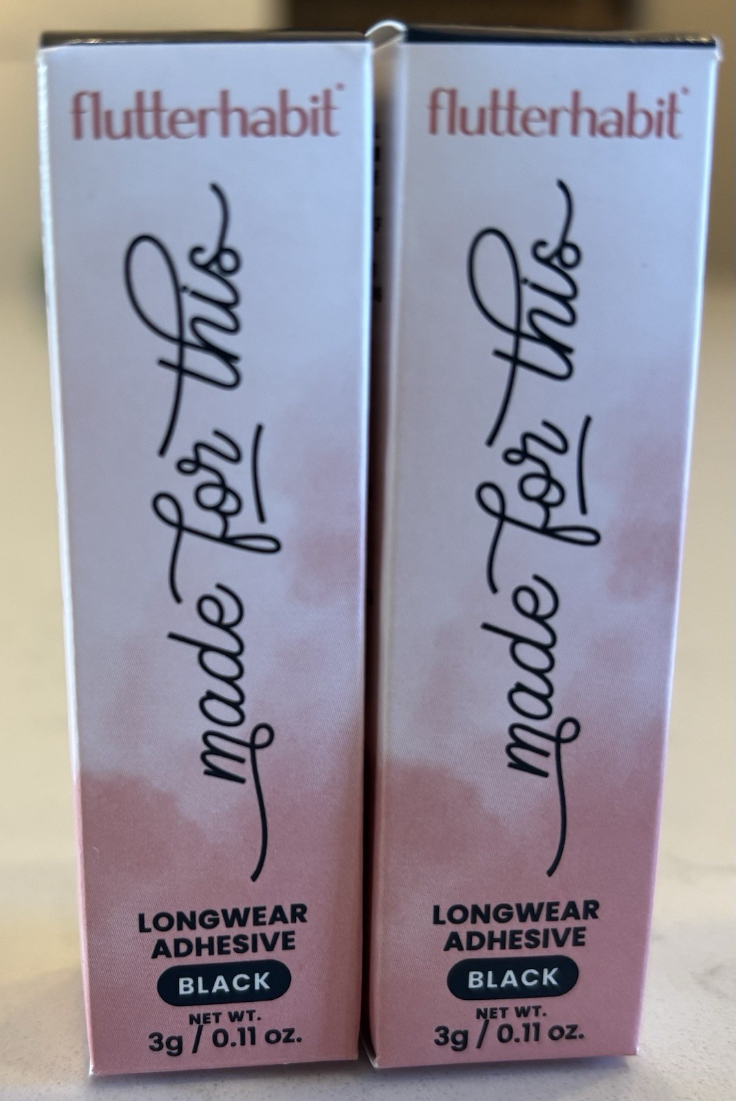 Flutterhabit Made For This Eyelash Lash Adhesive Glue Black (2) 0.11oz/3g Each