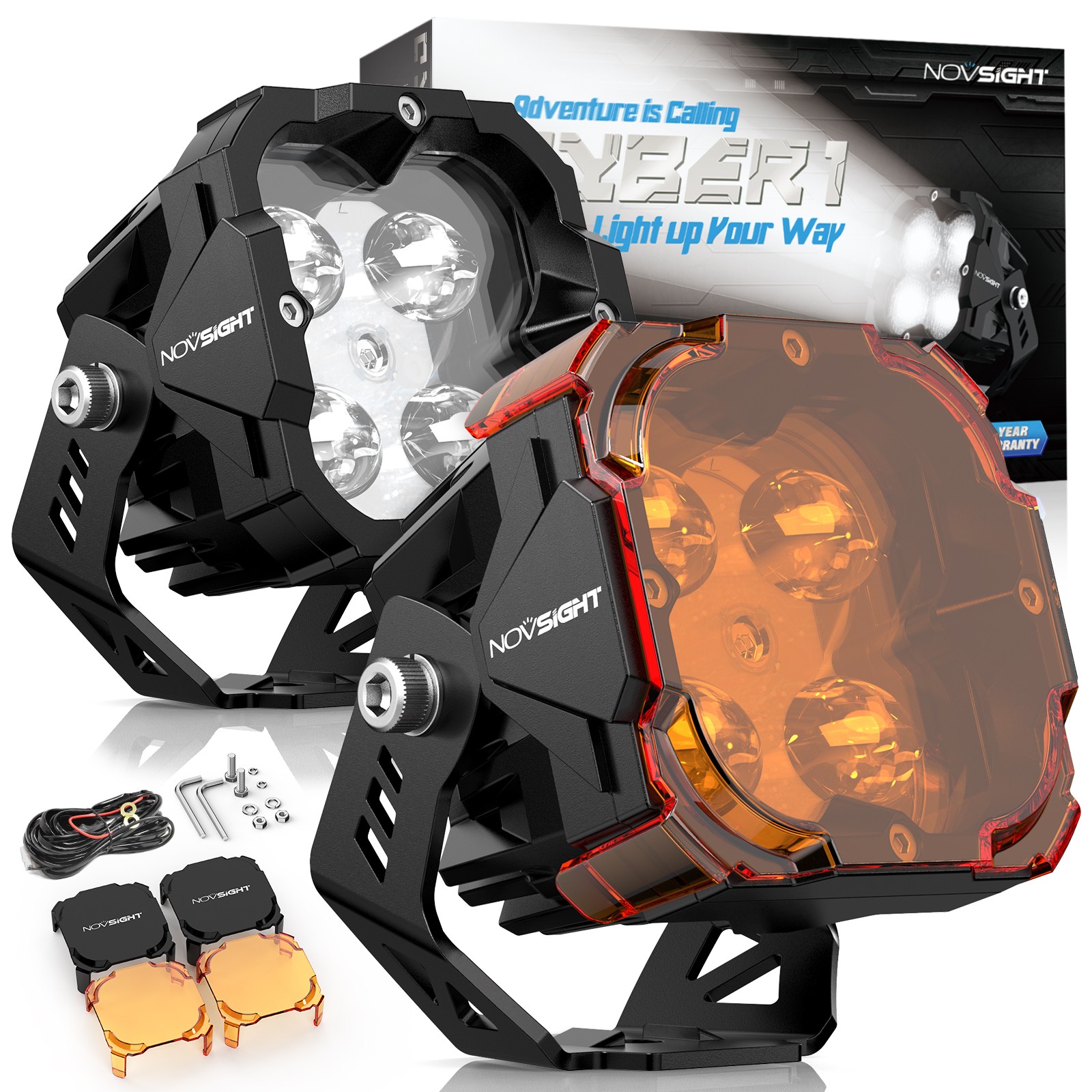 NOVSIGHT Pair 3 inch LED Pods Fog Light Offroad Lamp 80W Ultra Bright Waterproof