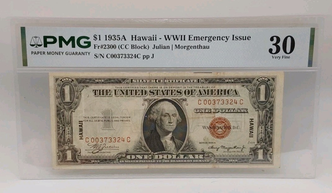 1935A $1 Silver Certificate Hawaii PMG Very Fine (VF) 30 Fr. 2300 1935A $1 Silver Certificate Hawaii PMG Very Fine (VF) 30 Fr. 2300