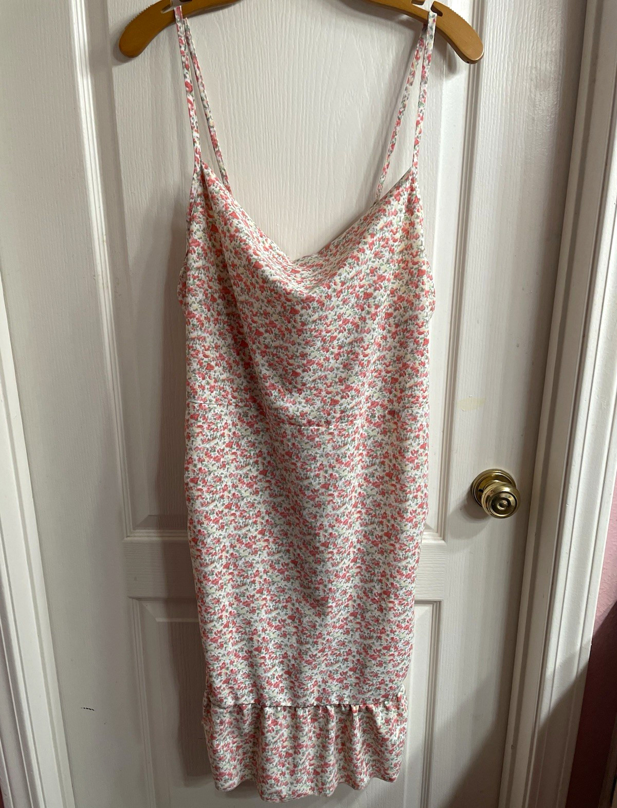 SHEIN Women 1XL Floral Print Slip Ruched Back Dress Cottagecore Coquette Boho