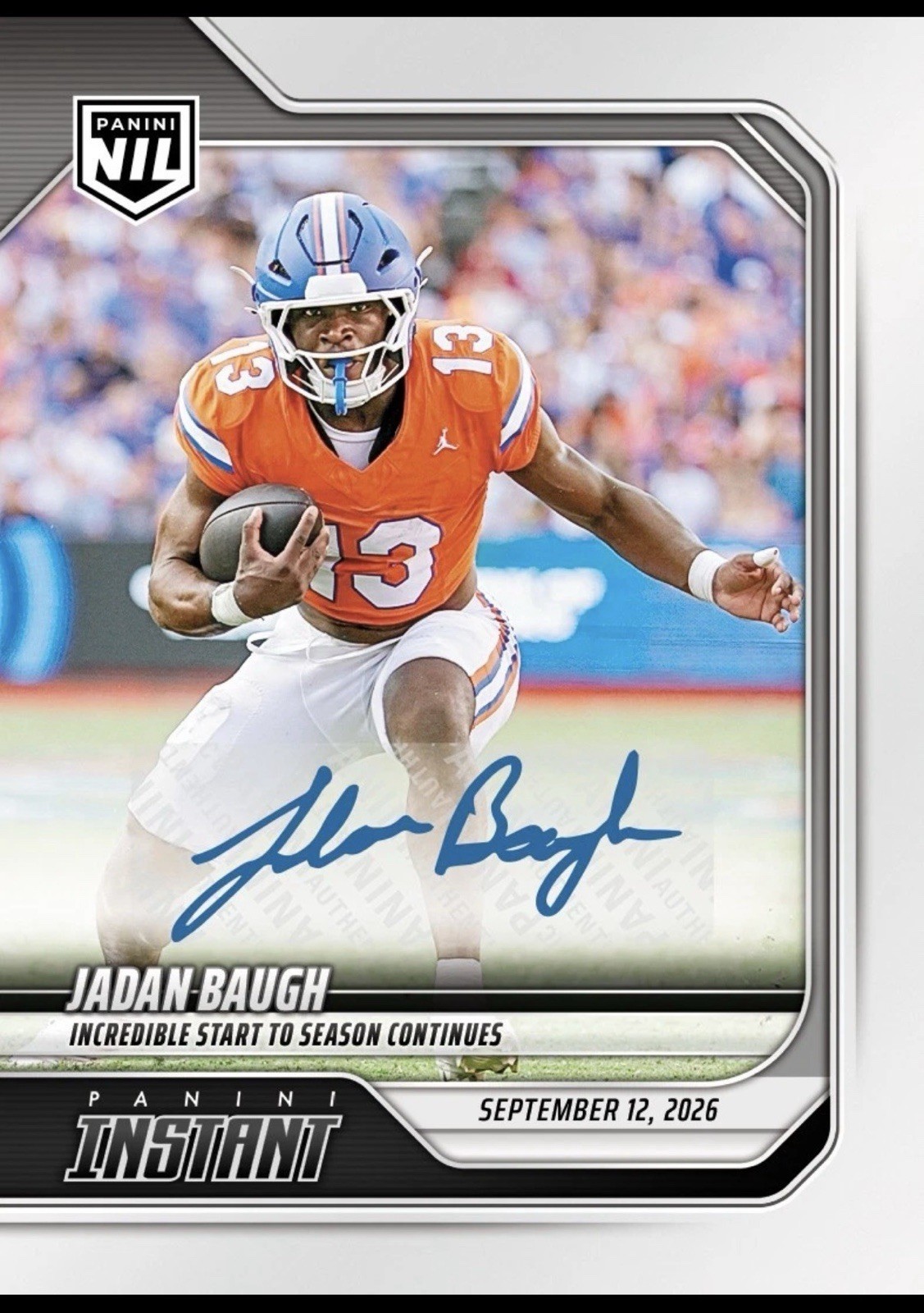 2026 Panini Instant NIL College Football #2-JBA Jadan Baugh AUTO #/99 (PRE-SALE) 2026 Panini Instant NIL College Football #2-JBA Jadan Baugh AUTO #/99 (PRE-SALE)