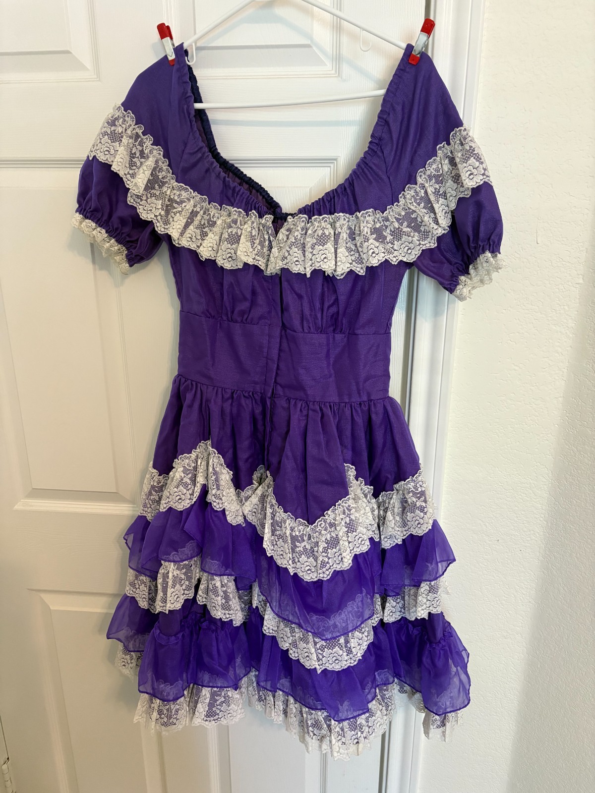 VINTAGE 1960-70\'S SQUARE DANCING DRESS, BLUE WAVES/RUFFLES. SIZE 12 VINTAGE 1960-70\'S SQUARE DANCING DRESS, BLUE WAVES/RUFFLES. SIZE 12