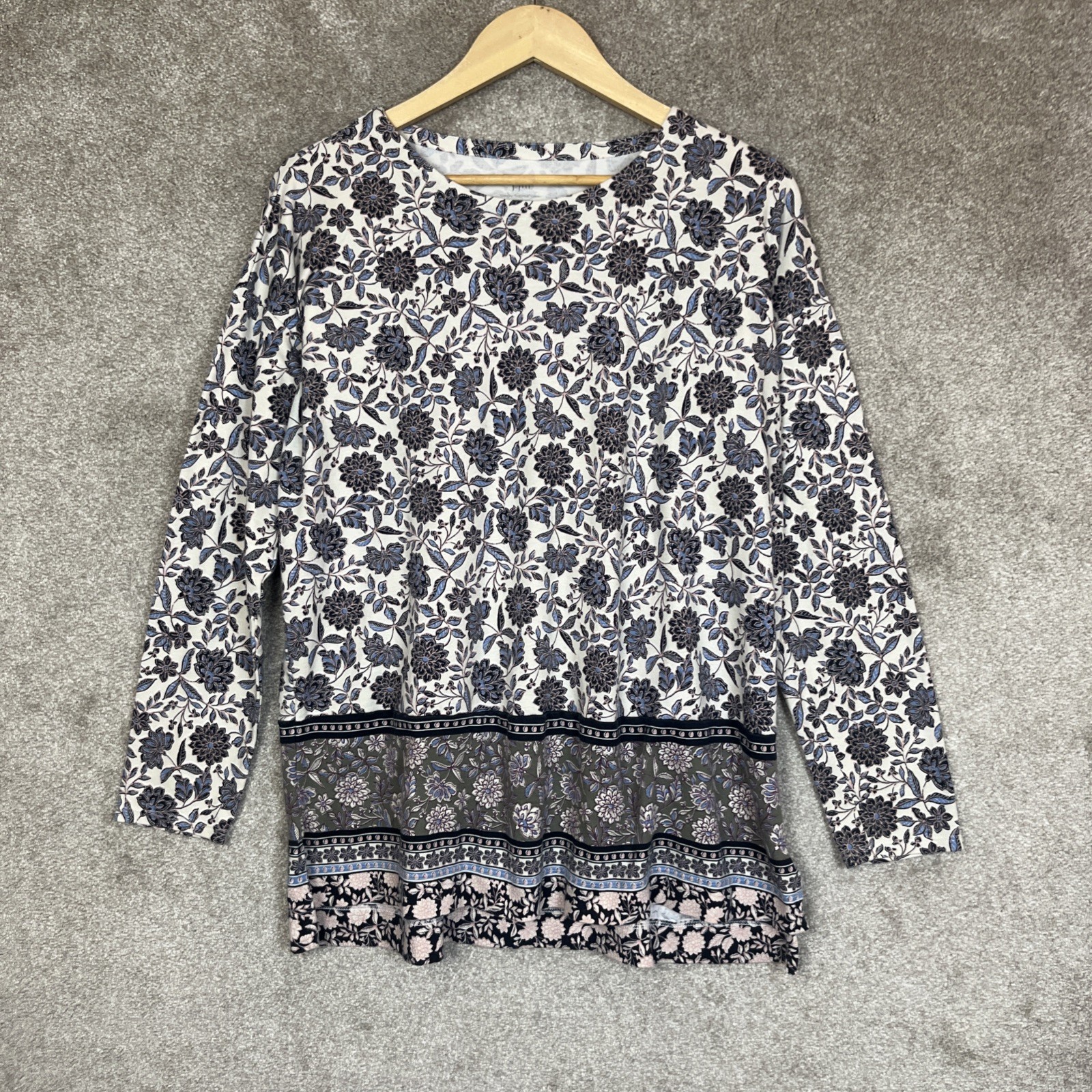 J Jill Tunic Womens Medium Blue Floral Simply Supima Cotton Stretch- 5327 J Jill Tunic Womens Medium Blue Floral Simply Supima Cotton Stretch- 5327