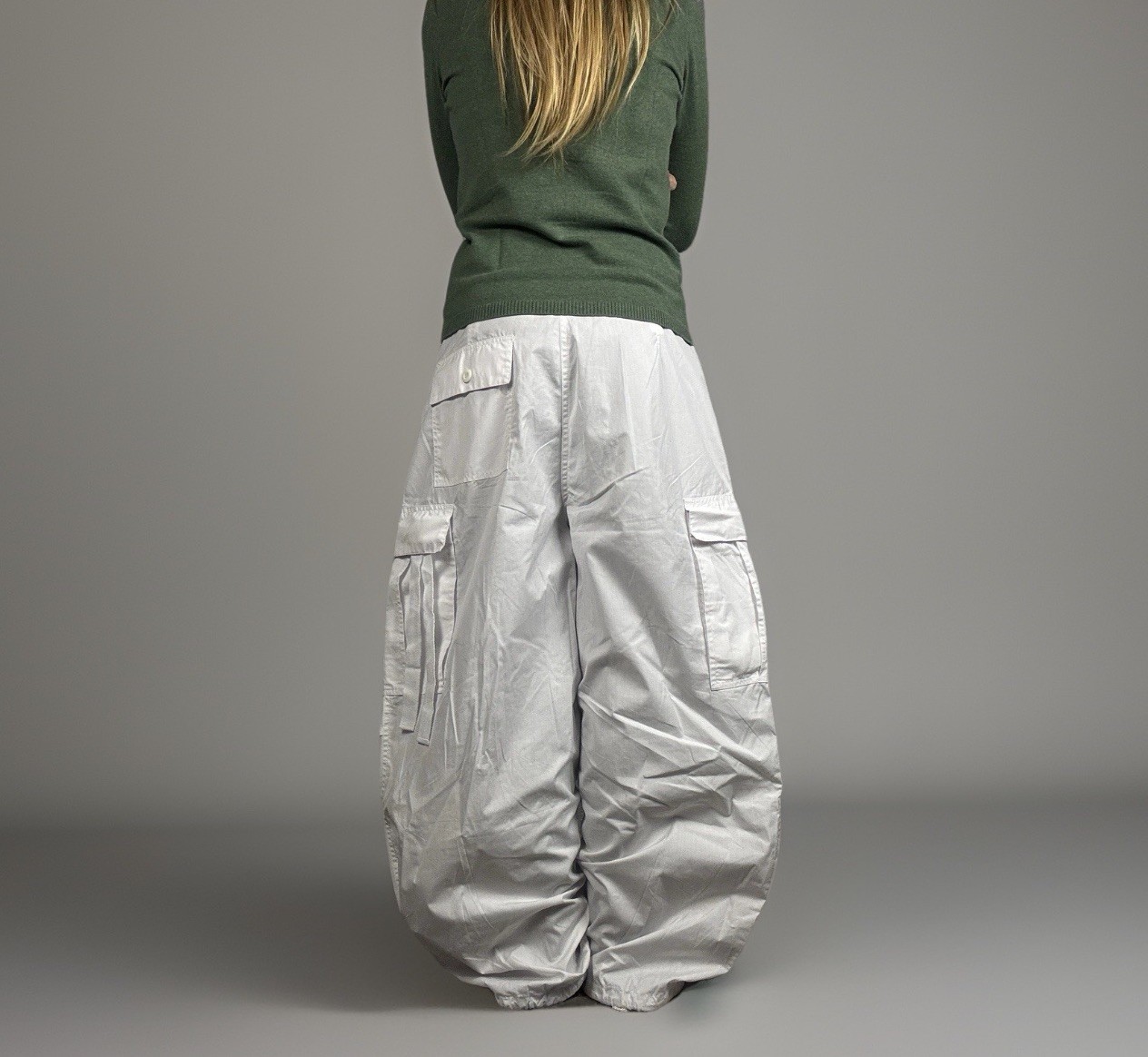 Ghost Parachute Cargo Pants Y2K Vintage White Baggy Rave Cyber XS