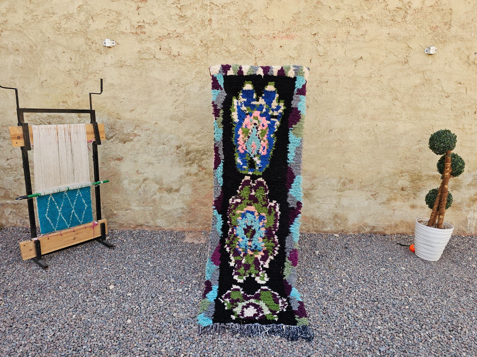 Handmade Moroccan Runner Rug Black Floral Berber Boucherouite Boho Hallway Rug Handmade Moroccan Runner Rug Black Floral Berber Boucherouite Boho Hallway Rug