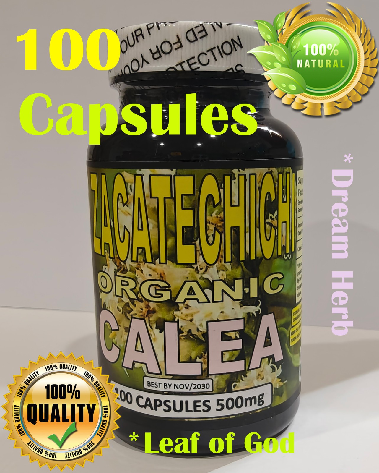 Calea Zacatechichi Mexican Dream Herb Hieba de Los suenos Leaf of God 100 Caps Calea Zacatechichi Mexican Dream Herb Hieba de Los suenos Leaf of God 100 Caps