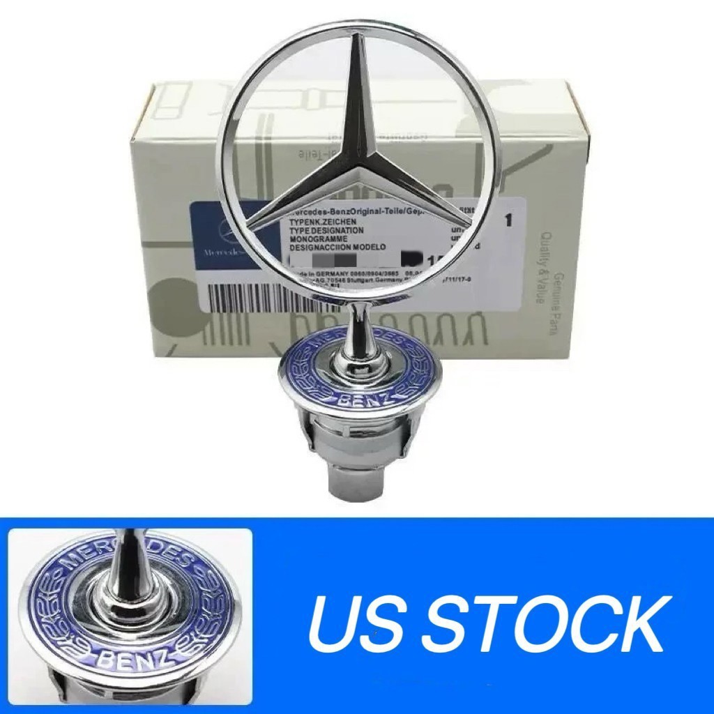 For Mercedes Benz E C S Front Hood Ornament Mounted Standing Star Badge Emblem
