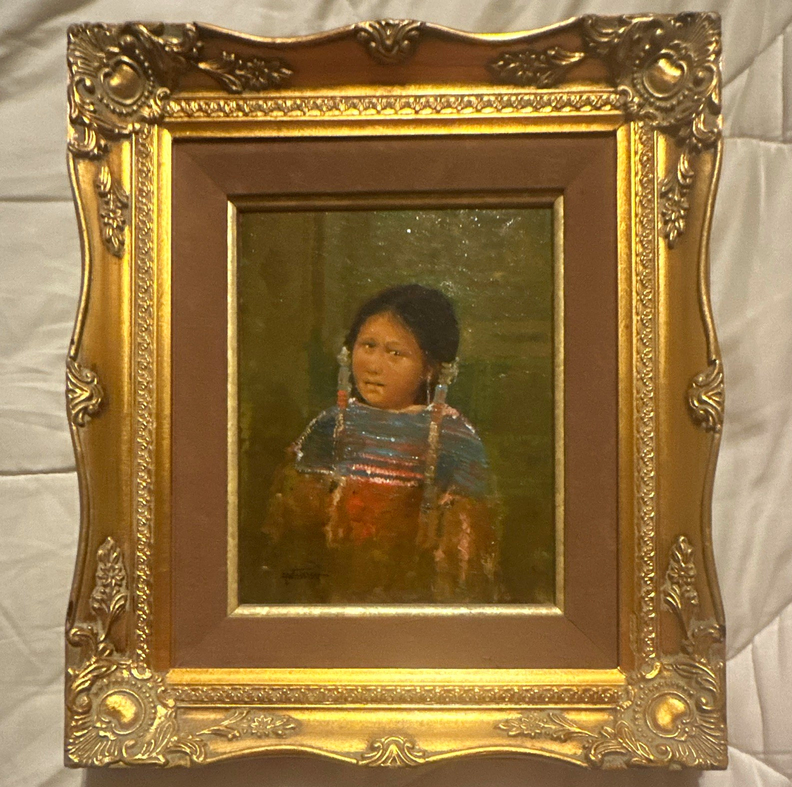 Signed Raul Gutierrez Framed Original Oil Child Portrait Signed Raul Gutierrez Framed Original Oil Child Portrait