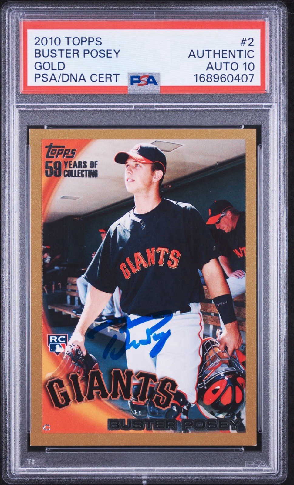 Buster Posey Signed Autographed 2010 Topps #2 Gold /2010 Card AUTO 10