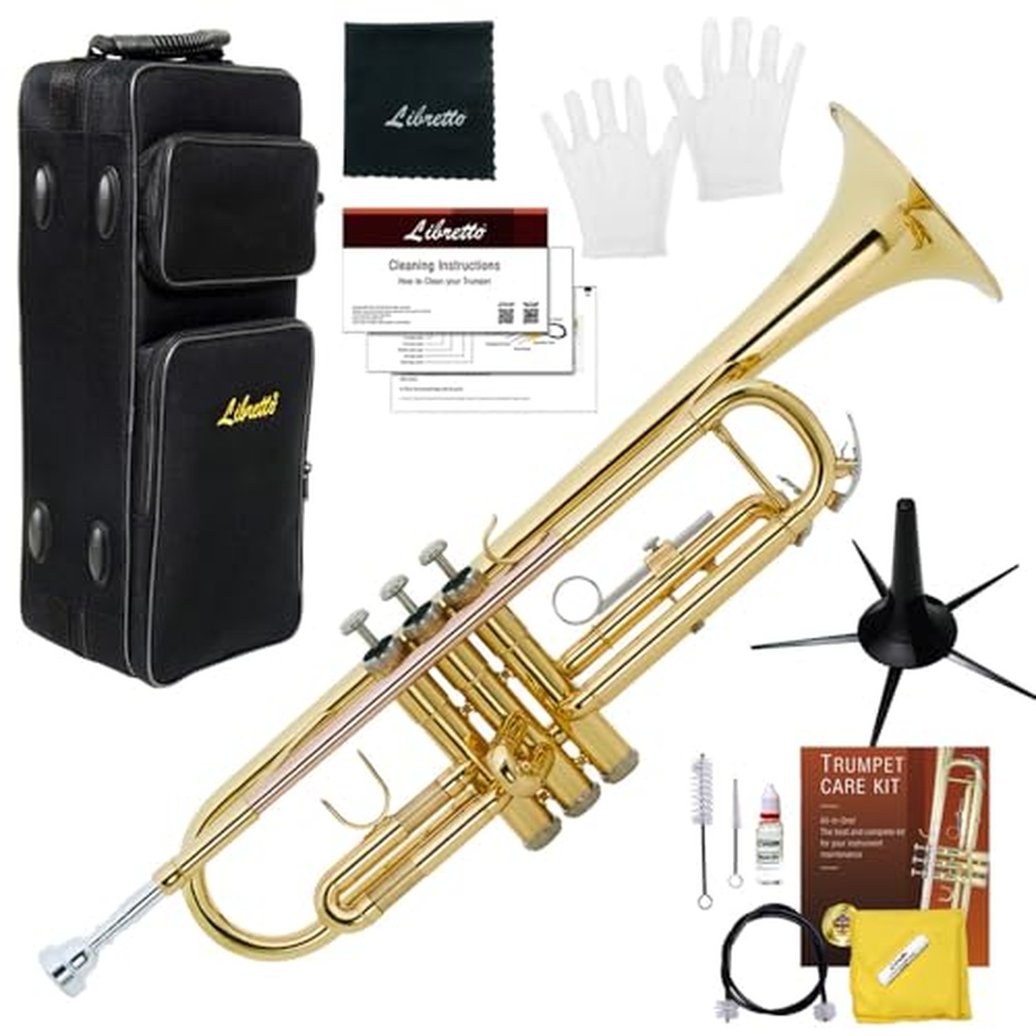 Libretto Gold Lacquer Bb Trumpet Set, Rose Brass Leadpipe Libretto Gold Lacquer Bb Trumpet Set, Rose Brass Leadpipe