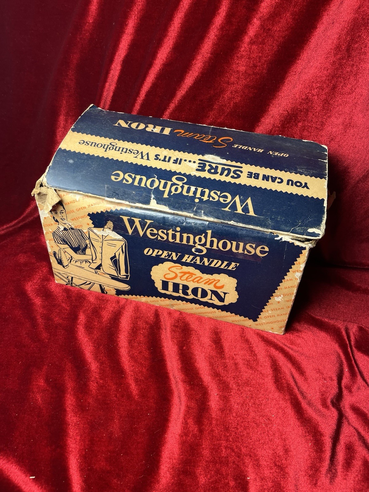 Westinghouse Open Handle Chrome Steam Iron w/ Box MCM Vintage - Tested
