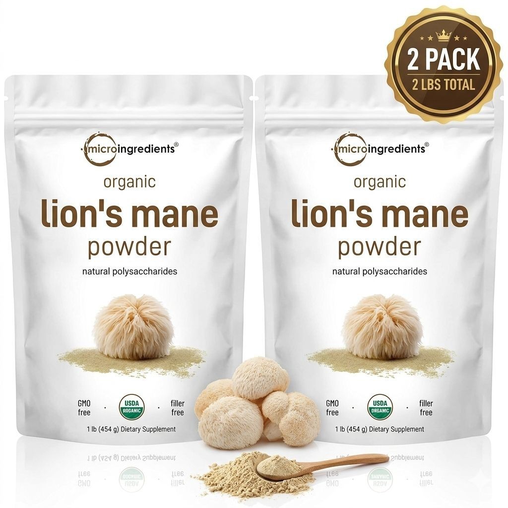 MicroIngredients Organic Lion\'s Mane Powder 2 Pack (2 lbs Total) Supplement