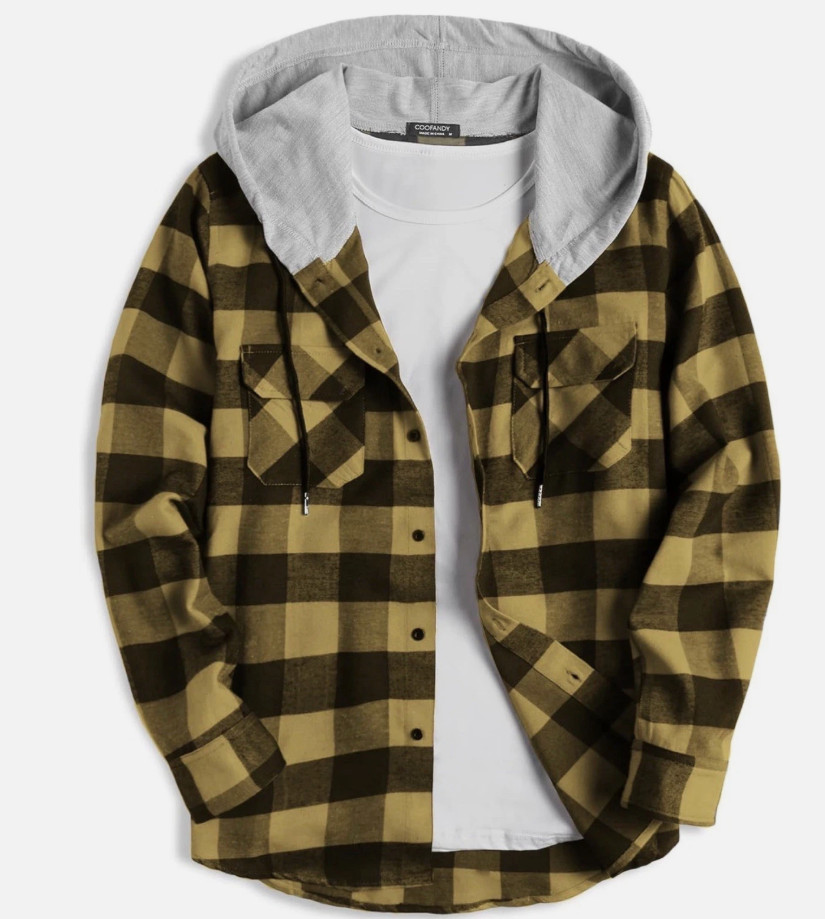 COOFANDY Mens Flannel Shirt Plaid Hoodie Button Down Slim Fit 2XL COOFANDY Mens Flannel Shirt Plaid Hoodie Button Down Slim Fit 2XL