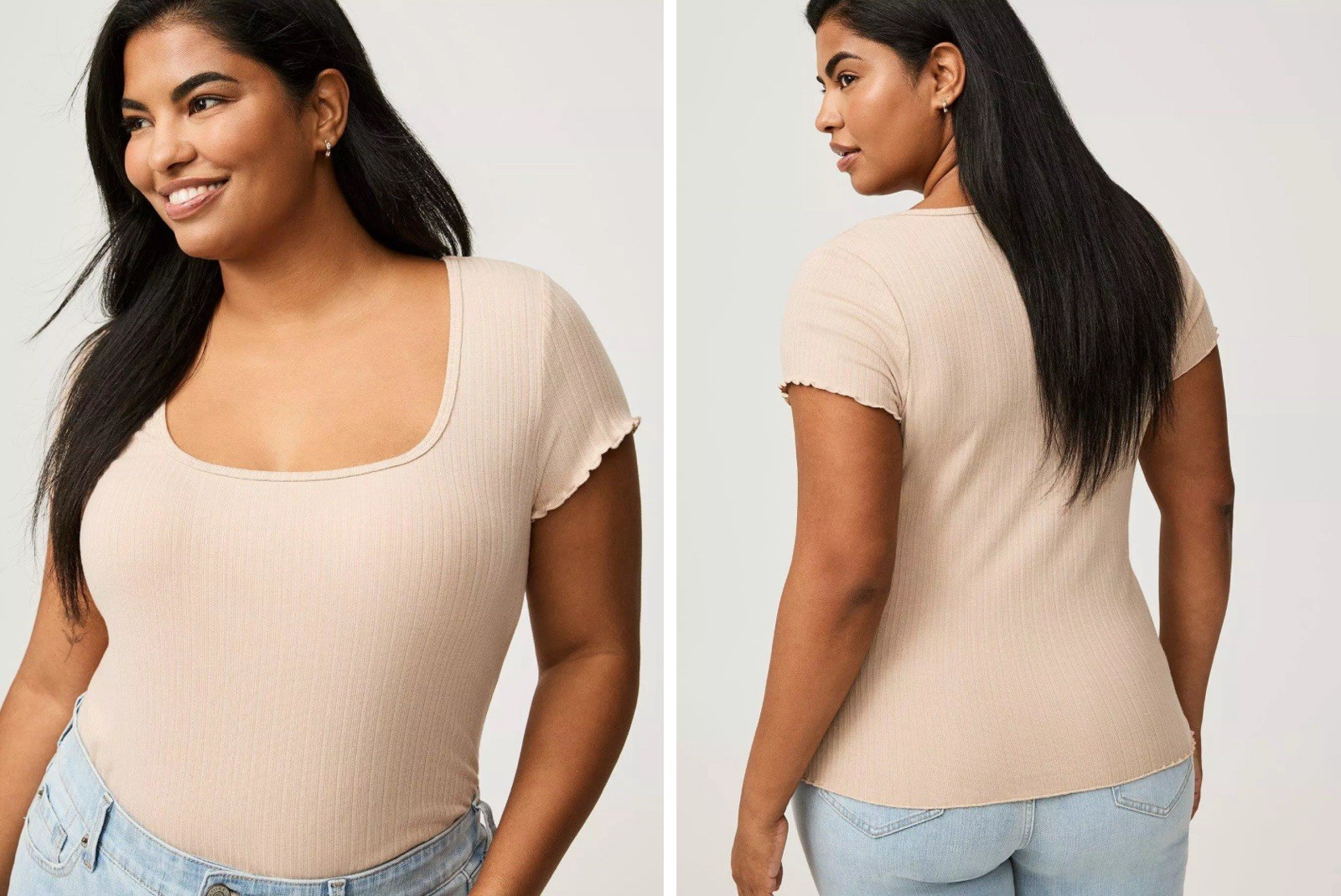 NWT Torrid Plus Sz 3 Nude Fitted Super Soft Rib Square Neck Top Stretchy 3x NWT Torrid Plus Sz 3 Nude Fitted Super Soft Rib Square Neck Top Stretchy 3x