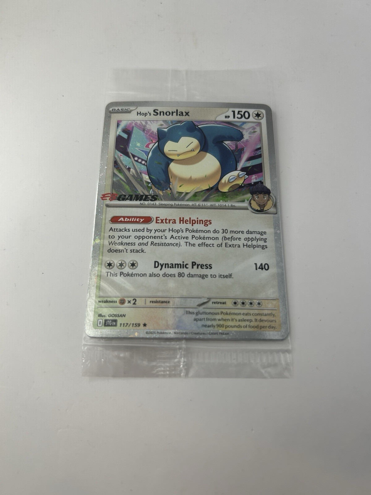 EB Games Hop’s Snorlax 117/159 Journey Together Stamped Promo SEALED EB Games Hop’s Snorlax 117/159 Journey Together Stamped Promo SEALED