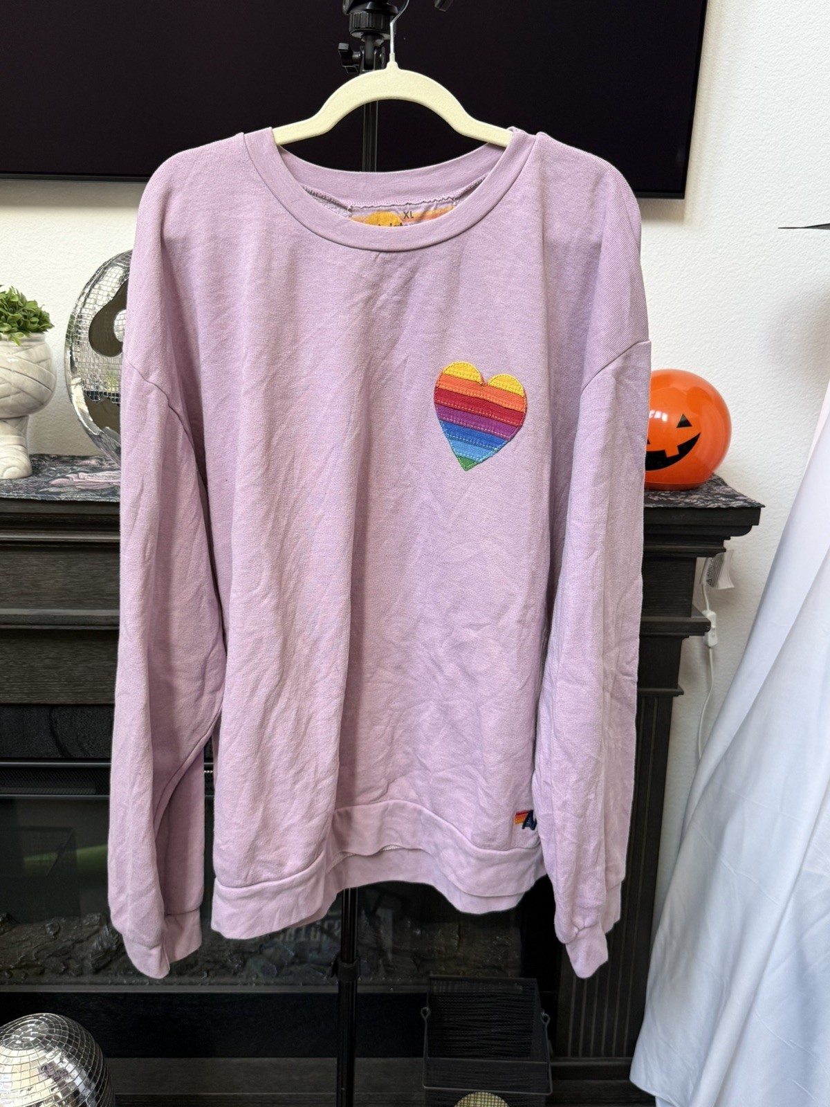 Aviator Nation Rainbow Heart Purple Women\'s XL Crewneck Sweatshirt Pullover Aviator Nation Rainbow Heart Purple Women\'s XL Crewneck Sweatshirt Pullover